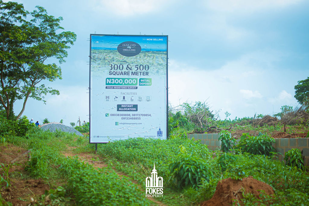 Olive city sign board at the location of the estate at orile imo